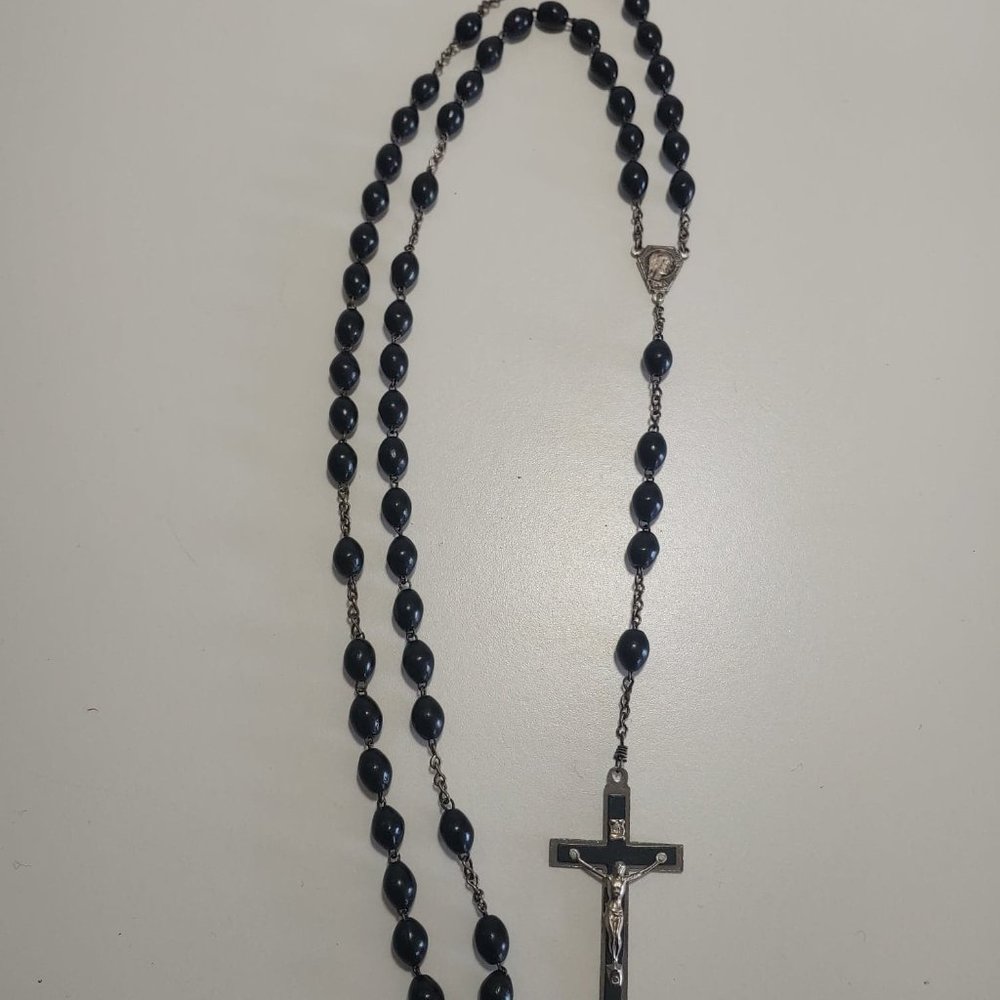 Black beaded rosary made in Italy